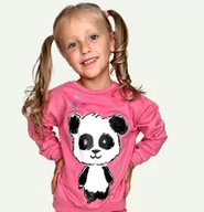 Bluzy dla dziewczynek - Bluza dla dziewczynki, z misiem pandą, różowa, 3-8 lat - miniaturka - grafika 1