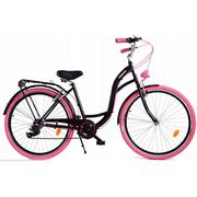 Rowery - Dallas Bike City 7spd 28 cali Damski Czarno-różowy - miniaturka - grafika 1