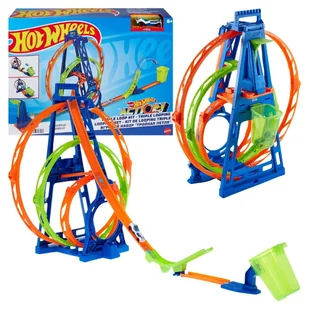 Hot Wheels Action Zestaw Potrójna Pętla 2w1 Wyrzutnia + Samochodzik 1:64 - Samochody i pojazdy dla dzieci - miniaturka - grafika 1