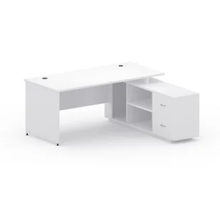B2B Partner Stół z szafką MIRELLI A+ 1600 x 1600 x 750 mm, biały 437527 - Zestawy mebli biurowych - miniaturka - grafika 1