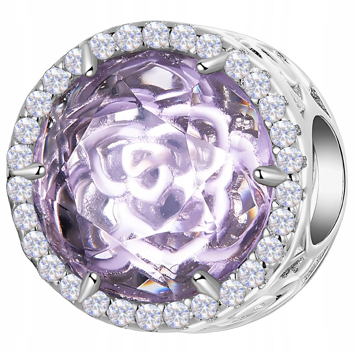 CHARMS Srebrny Koralik Fioletowy Klejnot Kryształ z Cyrkoniami SREBRO 925