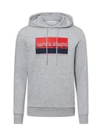 Swetry męskie - Jack & Jones Męski sweter z kapturem - JJNolan Mężczyźni szary jednolity, S - miniaturka - grafika 1