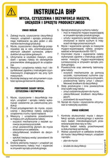 IAG64 INSTRUKCJA BHP MYCIA CZYSZCZENIA I DEZYNFEKCJI MASZYN, HN - PŁYTA ELASTYCZNA 0,4MM; (245X350MM) - Instrukcje stanowiskowe BHP - miniaturka - grafika 1