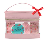 Zestawy kosmetyków damskich - Aurora Fruit Love Raspberry zestaw prezentowy żel pod prysznic 200 ml + balsam do ciała 50 ml + piana do kąpieli 200 ml + gąbka - miniaturka - grafika 1