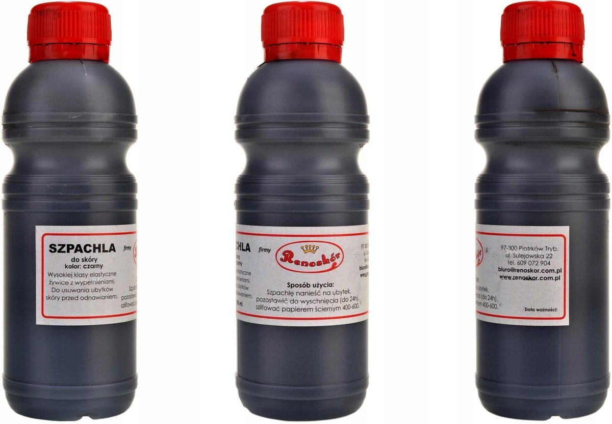 G13-07 CZARNA Szpachla do naprawy skóry RENOSKÓR Żywica PŁYNNA SKÓRA 450 ML
