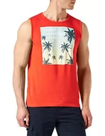 Koszulki męskie - TOM TAILOR Męskie Tank top z letnim nadrukiem 1031581, 10524 - Grenadine Red, XXS - miniaturka - grafika 1
