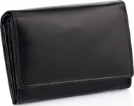 Portfele - KORUMA Mały skórzany damski portfel z ochroną RFID Czarny Uniwersalny - miniaturka - grafika 1