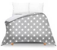 Pościel - Pościel dwustronna 140x200 Duale szara w gwiazdy + biała z torbą - miniaturka - grafika 1