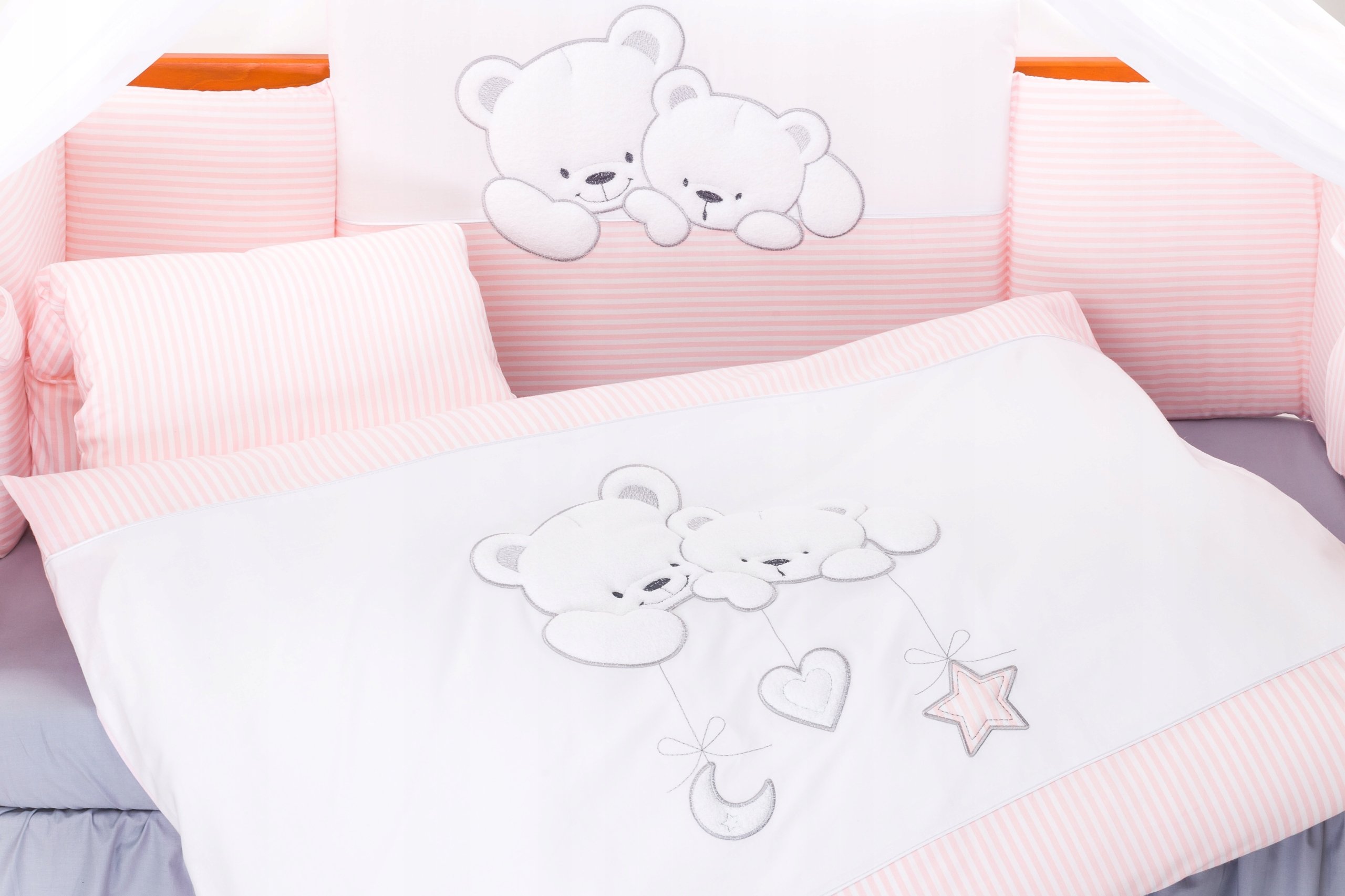 Pościel Niemowlęca Haft 135X100 Bawełna Satynowa Poszwa Poszewka Ochraniacz