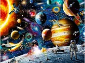Zabawki kreatywne - Haft Diamentowy, Obraz, Mozaika Diamentowa Diamond Painting, Kosmonauta, Przestrzeń Kosmiczna 40X30Cm - miniaturka - grafika 1