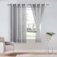 Firany i zasłony dla dzieci - DWCN Sheer Przezroczysta zasłona z woalu, na przelotkach, do salonu, pokoju dziecięcego, sypialni, szara, 137 x 140 cm (wys. x szer.), 2 sztuki - miniaturka - grafika 1