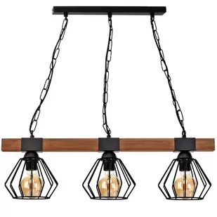 Milagro Lampa wisząca ULF BLACK / WOOD 3xE27 60W MLP6193 MLP6193 - Lampy sufitowe - miniaturka - grafika 1
