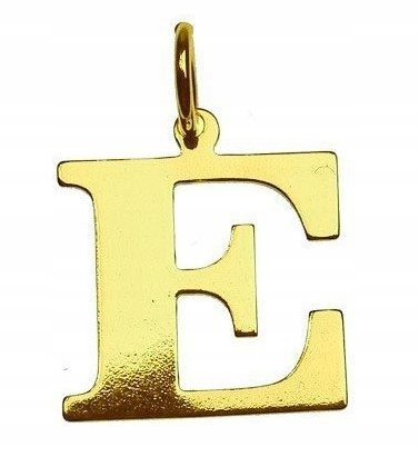 Duża złota zawieszka literka litera E srebro 925 pokryte 24K złotem