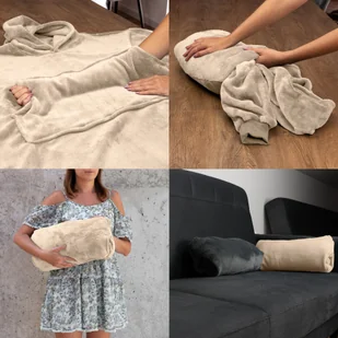 Bluzair Koco Bluza Oversize Kapturem Beżowa 4w1 - Księgarnia OUTLET - miniaturka - grafika 6