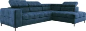 Pościel - Nowoczesna sofa narożna PABLO 279x201 cm, rozkładana Z regulowanymi zagłówkami, pojemnikiem na pościel, solidnymi metalowymi nóżkami, wysokiej jakości tkaniną CLOUD W różnych kolorach, kolor NIEBIESKI - miniaturka - grafika 1
