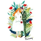 Kartki okolicznościowe i zaproszenia - Karnet B6 Ślub Para w kwiatach Nowa - miniaturka - grafika 1