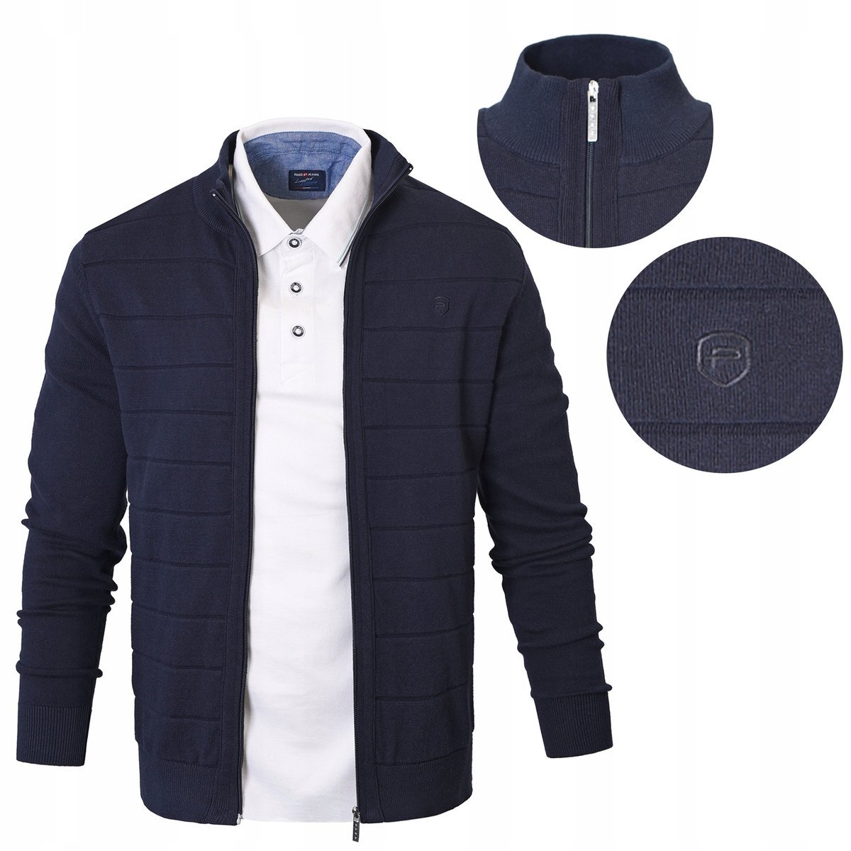 SWETER Męski ROZPINANY Kardigan na Zamek GRANATOWY Bawełniany L Pako Jeans