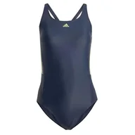 Stroje kąpielowe - adidas Damski strój kąpielowy Mid 3 Stripes 28, Legend Ink/Pulse Lime, 140 - miniaturka - grafika 1