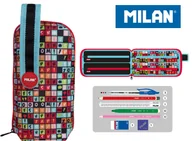 Piórniki - Duży piórnik z wyposażeniem dla dzieci, Milan,Super Heroe szachownica, czerwony - miniaturka - grafika 1