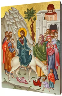 Art christiana Ikona ze sceną wjazdu Jezusa do Jerozolimy ACHI109 - Dewocjonalia - miniaturka - grafika 1