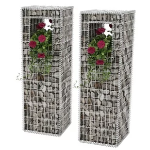 vidaXL Kosze gabionowe kolumny - donice, 2 szt., 50x50x160 cm - Akcesoria do ogrodzeń - miniaturka - grafika 1