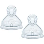 Smoczki do butelek - NUK First Choice + dla dzieci w wieku 0  6 miesięcy, silikonowy do odkurzacza z małym otworem do picia smoczkiem  przezroczysty - miniaturka - grafika 1
