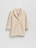 Kurtki i płaszcze dla dziewczynek - Reserved - Jednorzędowy płaszcz - beżowy - miniaturka - grafika 1