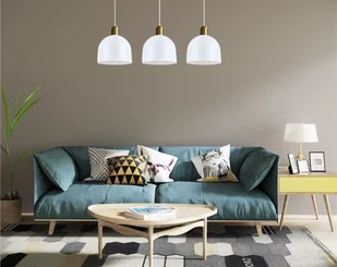 Lampa wisząca 3-punktowa MEDO nowoczesna, biała-patyna, E27, loft, skandynawska, nad stół, do kuchni, salonu, jadalni - Lampy sufitowe - miniaturka - grafika 1