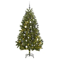 Choinki - vidaXL Sztuczna choinka, 300 lampek LED i bombki, 270 cm - miniaturka - grafika 1