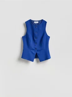 Reserved - Kamizelka z dodatkiem wiskozy - niebieski - Marynarki i żakiety damskie - miniaturka - grafika 1