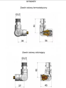 KOMEX 2ST/VI205/P/PEX Zawory termostatyczne VISION osiowo prawe z głowicą KOMEX na Pex - Głowice termostatyczne - miniaturka - grafika 1