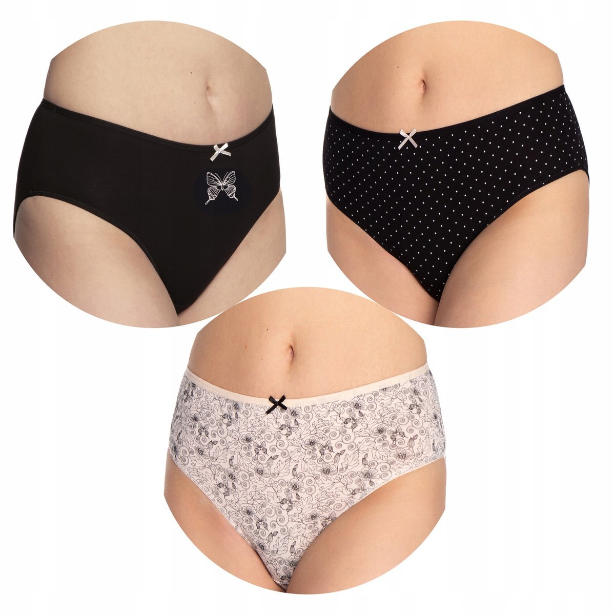 LAMA Figi Damskie BAWEŁNIANE mix wzorów r. L, 3 szt.