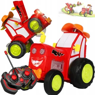 TRAKTOR ZDALNIE STEROWANY CIĄGNIK RC CZERWONY AUTO ŚWIECI SKACZE AKUMULATOR - Zabawki zdalnie sterowane - miniaturka - grafika 1