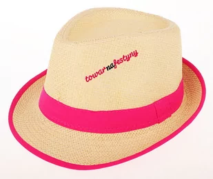 Kapelusz Słomkowy Z Kolorową Lamówką Różowy - Dodatki do strojów karnawałowych - miniaturka - grafika 1