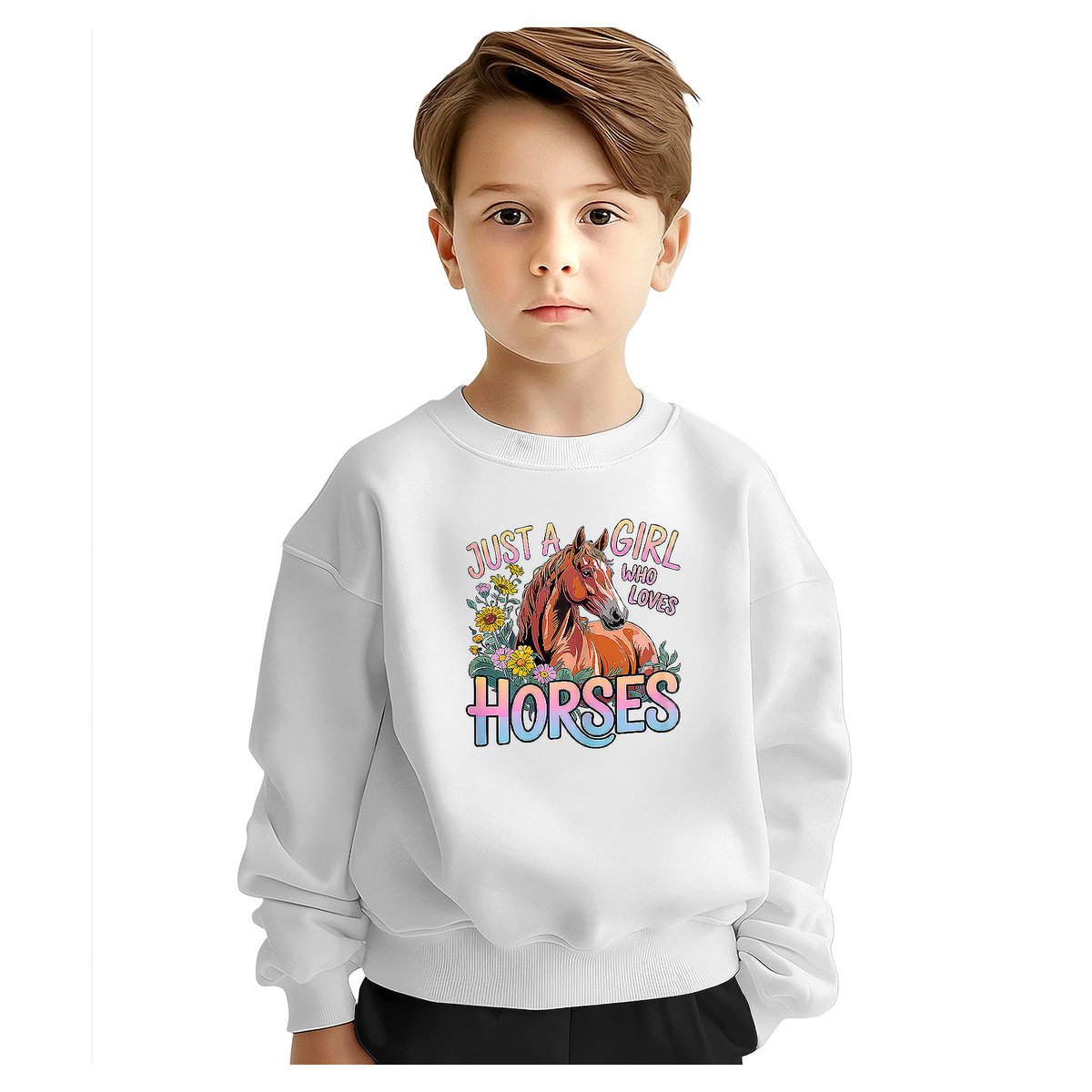 BLUZA DZIECIĘCA KOŃ DZIEWCZYNA KOCHA KONIE 146-152 DLA CHŁOPCA DZIEWCZYNKI