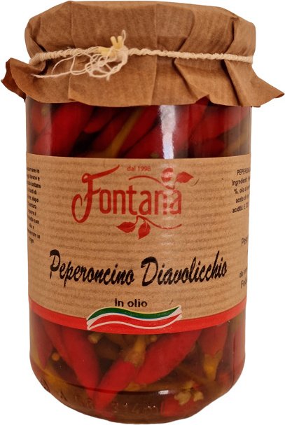 Włoska ostra papryka Diavolicchio w oleju, 290 g / Agricola Fontana