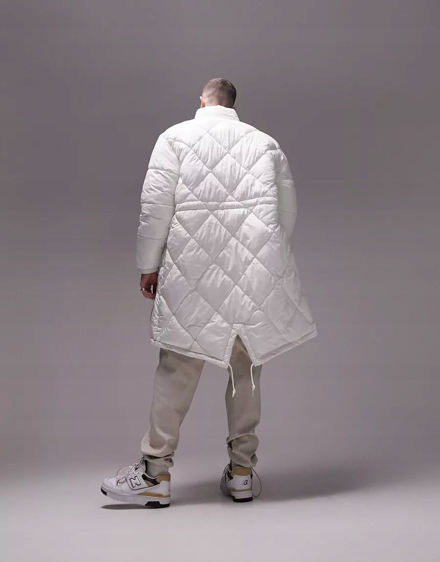TOPMAN KURTKA PIKOWANA DŁUGA BIAŁA MĘSKA M 1M4L