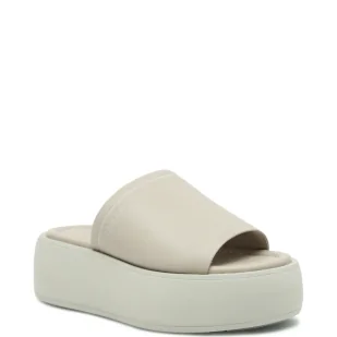 Calvin Klein Skórzane klapki FLATFORM SLIDE LTH - Klapki i japonki damskie - miniaturka - grafika 1