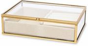 Biżuteria - akcesoria - Szkatułka na biżuterię złota szklana beżowy środek 5,5x20x15 166674 - miniaturka - grafika 1
