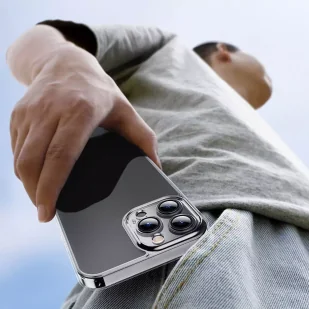 Baseus Frosted Glass Case etui pokrowiec do iPhone 13 Pro Max sztywna obudowa z żelową ramką czarny (ARWS001101) - Etui i futerały do telefonów - miniaturka - grafika 8