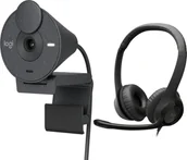 Kamery internetowe - Kamera internetowa Logitech Brio 300 Graphite 960-001436 + H390 981-000406 - miniaturka - grafika 1