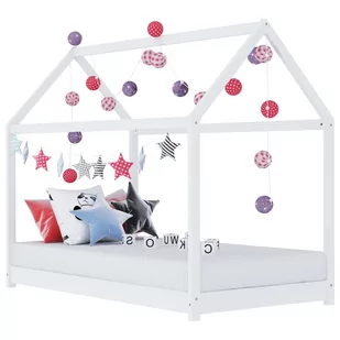 vidaXL Rama łóżka dziecięcego, biała, lite drewno sosnowe, 70 x 140 cm vidaXL - Łóżka dla dzieci i młodzieży - miniaturka - grafika 1