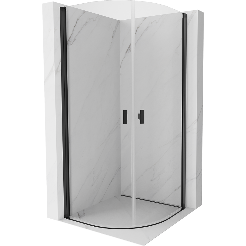 Mexen Mist kabina prysznicowa półokrągła uchylna 70 x 70 cm, transparent, czarna - 8A31-070-070-70-00