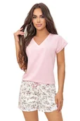 Piżamy damskie - Donna Piżama Emilia Short XL Różowy - miniaturka - grafika 1