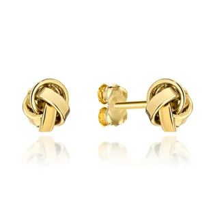 Kolczyki złote 585 damskie plecione nowoczesne na sztyft wkrętki - Kolczyki - miniaturka - grafika 1