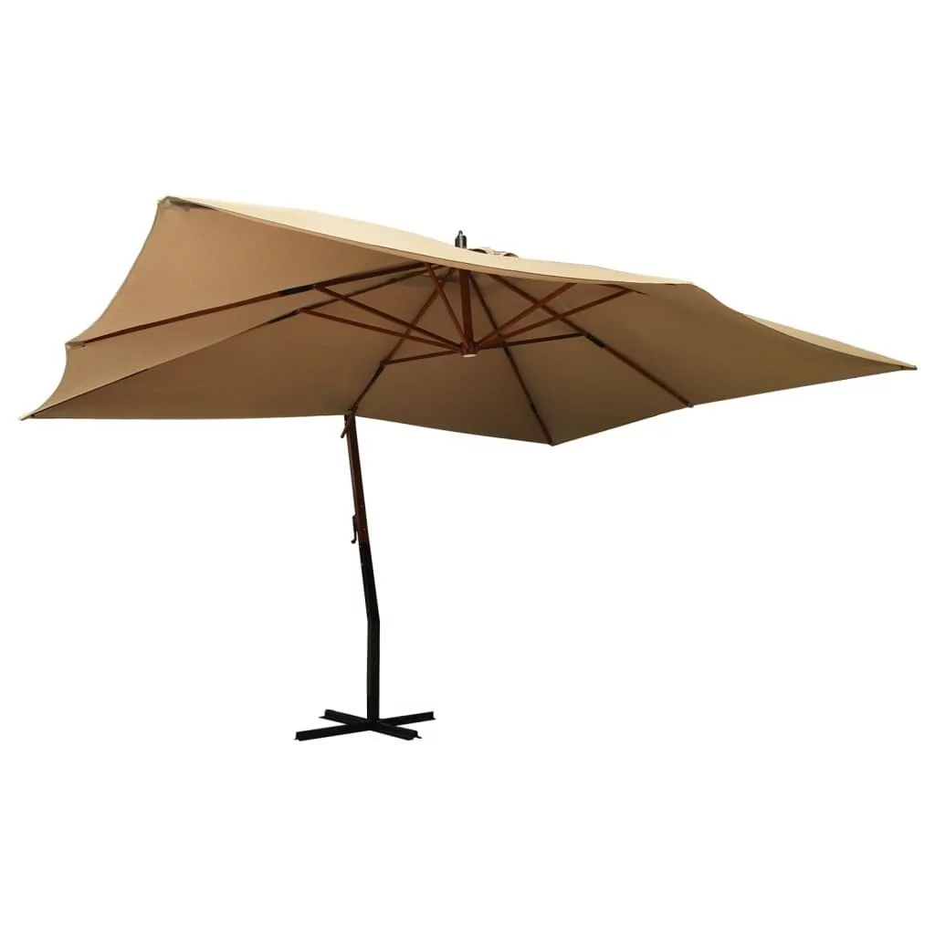 Lumarko Wiszący parasol z drewnianym słupkiem, 400x300 cm, taupe