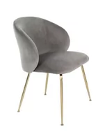 Krzesła - Krzesło Ganta, do jadalni, tapicerowane, walurowe, szare, gold, do toaletki - miniaturka - grafika 1