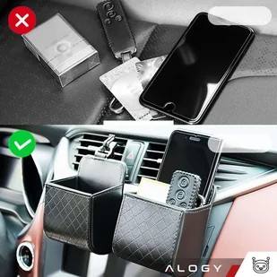 2x Organizer samochodowy na kratkę uchwyt zaczep do kratki auta samochodu box Alogy Car Air Vent Czarny - Części i akcesoria do laptopów - miniaturka - grafika 13