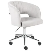 Fotele i krzesła biurowe - Beliani Krzesło obrotowe KATONAH Welur Jasnoszary - miniaturka - grafika 1