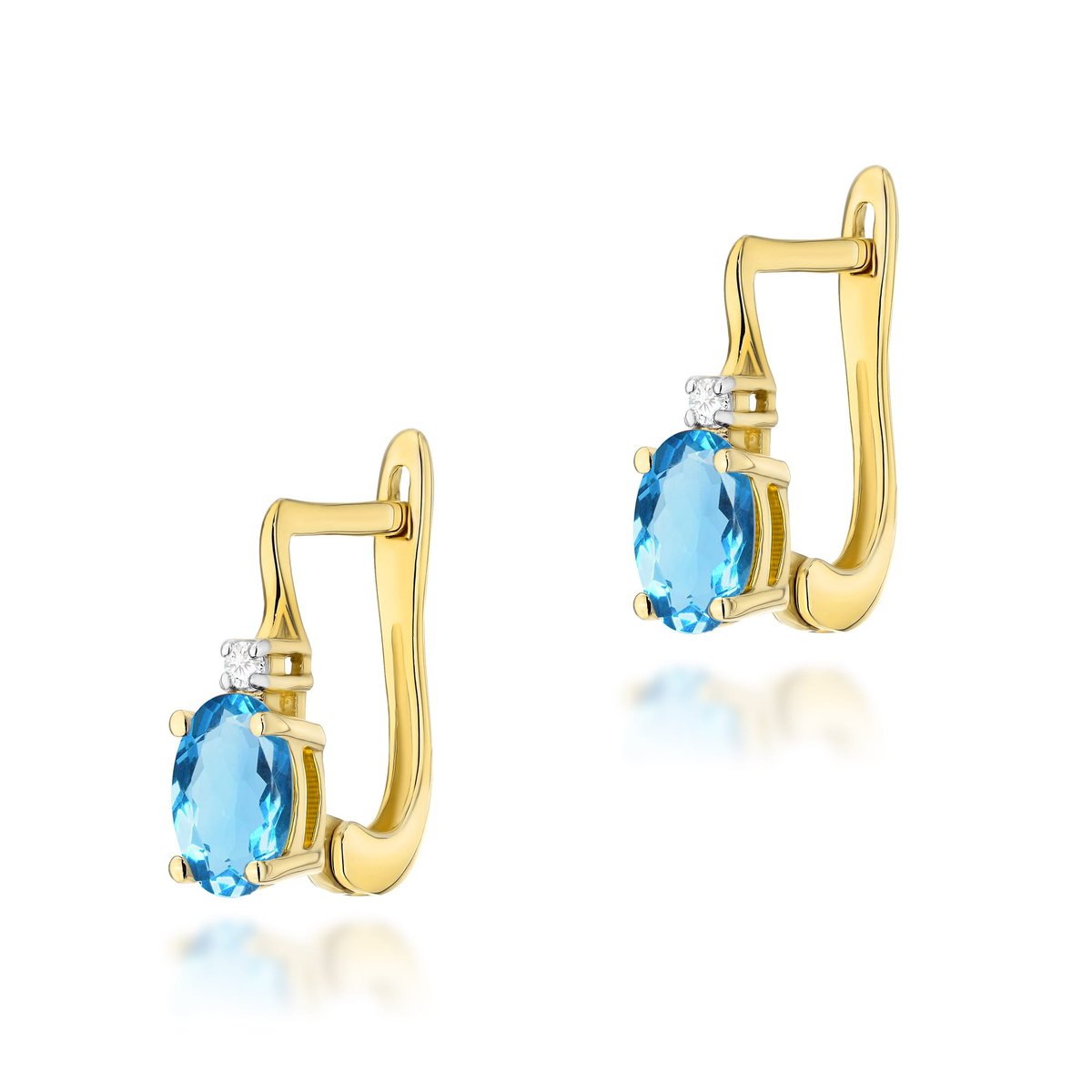 Złote kolczyki K0011 Topaz 2 x 0,50ct żółte złoto pr. 585